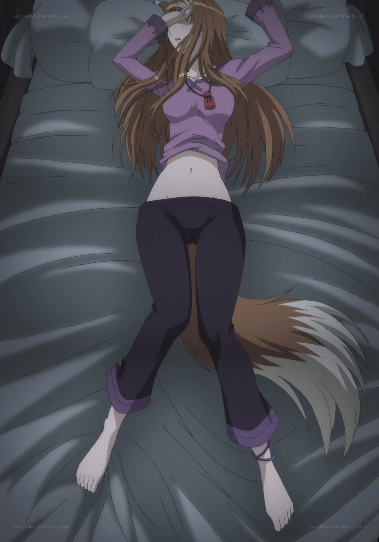 anime girl sleeping on bed