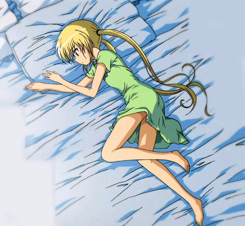 anime girl sleeping on bed