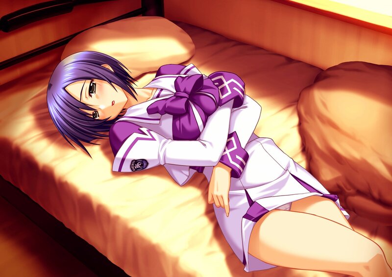 anime girl sleeping on bed