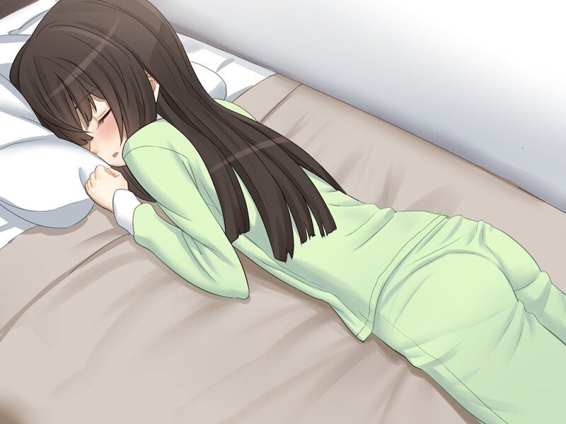 anime girl sleeping on bed