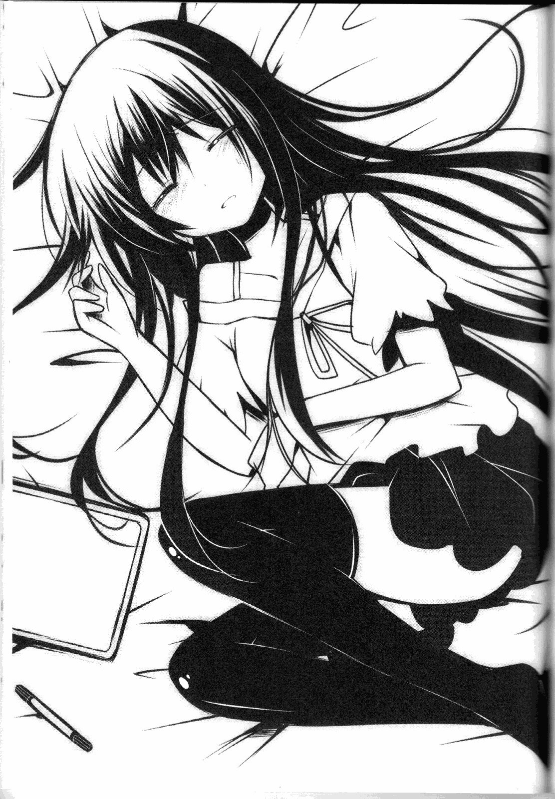 anime girl sleeping on bed