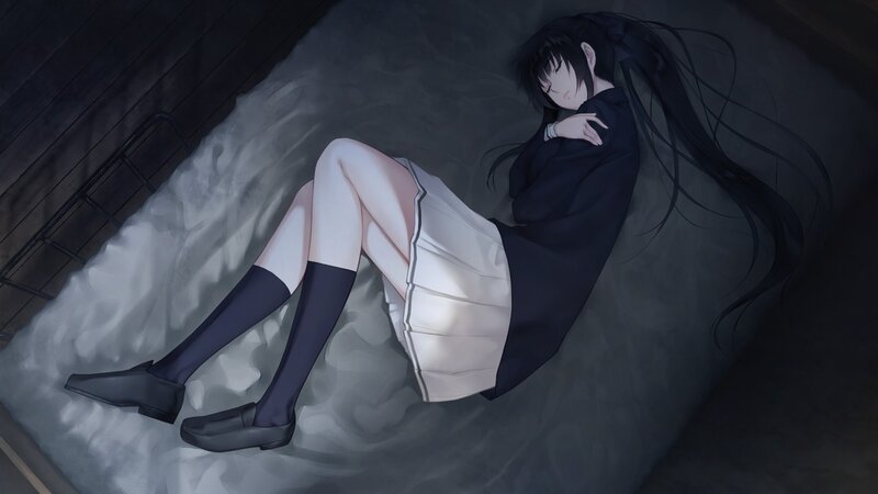 anime girl sleeping on bed