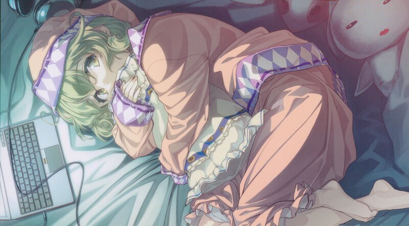 anime girl sleeping on bed