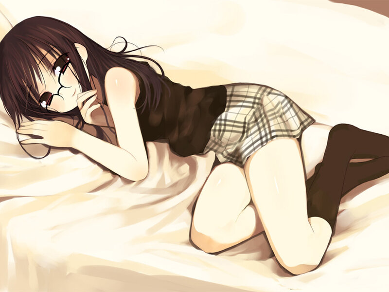 anime girl sleeping on bed