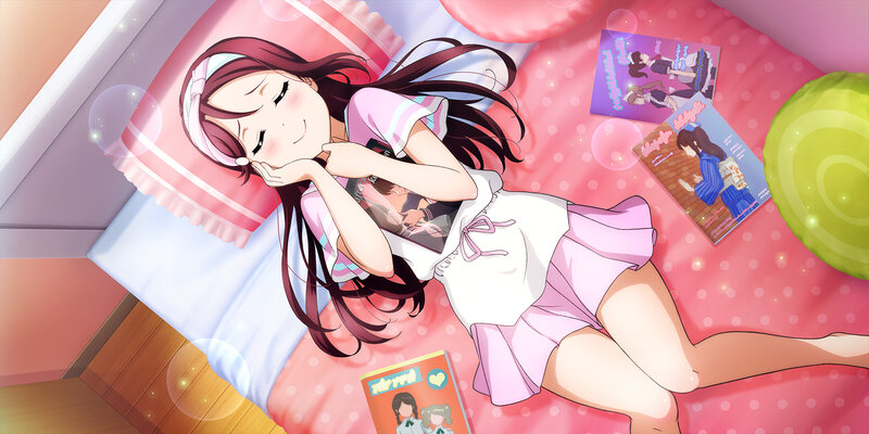 Anime Girl Sleeping on Bed — Pink
