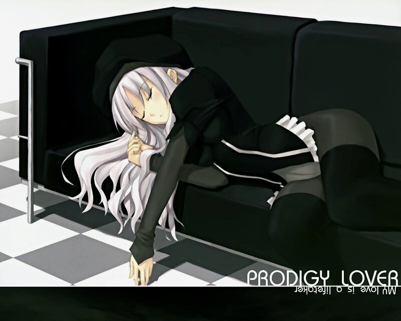 anime girl sleeping on couch