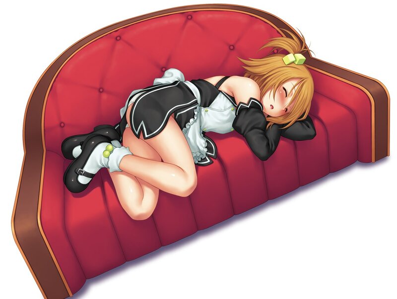 anime girl sleeping on couch