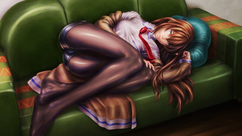anime girl sleeping on couch