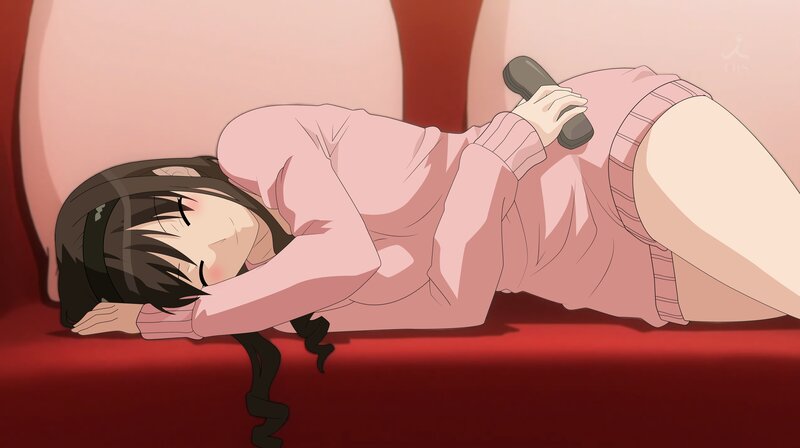 anime girl sleeping on couch