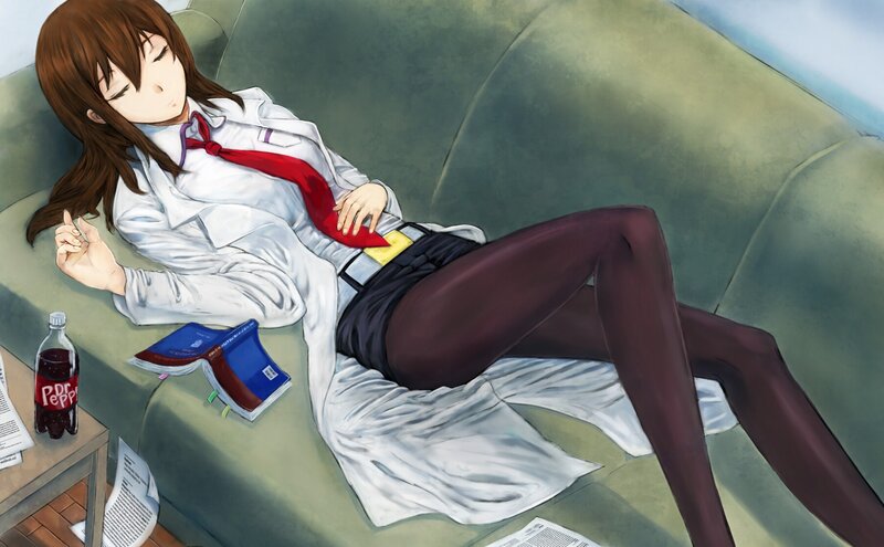 Anime Girl Sleeping on Couch — Green, Calm