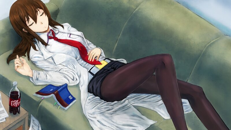 Anime Girl Sleeping on Couch — Green