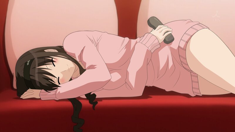 anime girl sleeping on couch