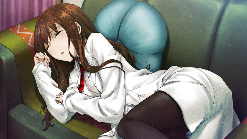 Anime Girl Sleeping on Couch — White