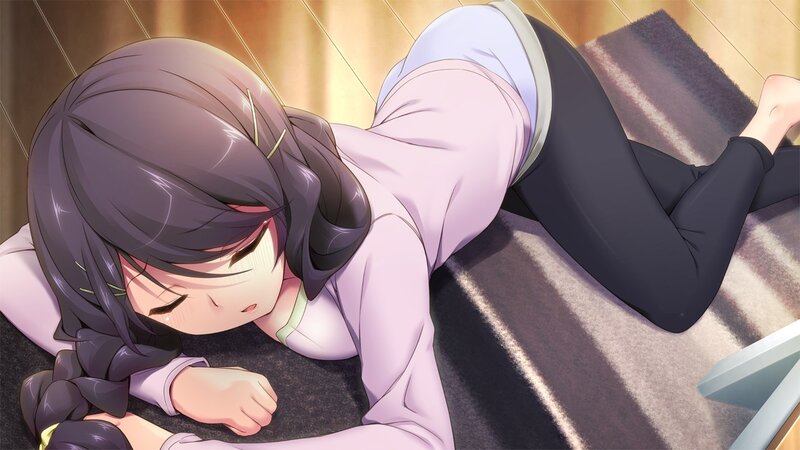 anime girl sleeping on floor