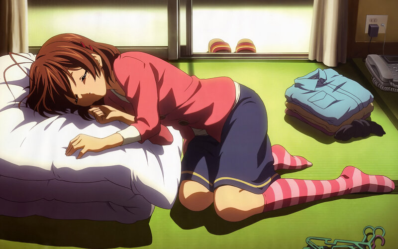 anime girl sleeping on floor