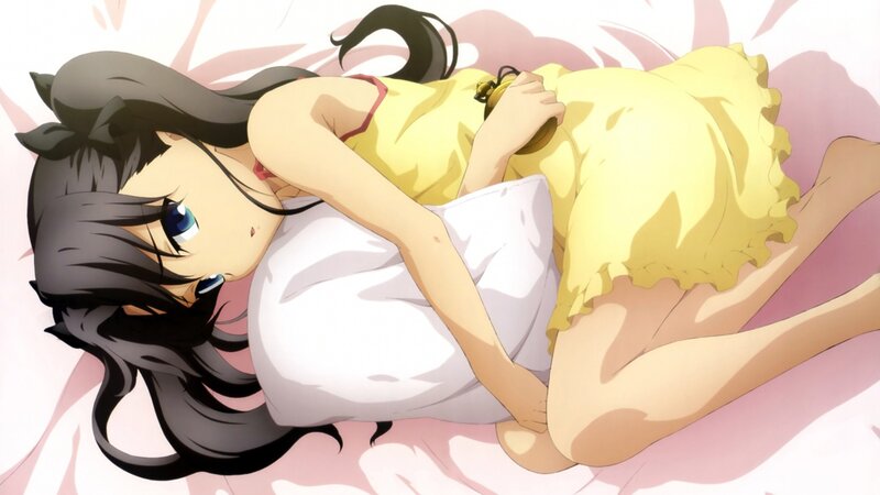 anime girl sleeping on pillow