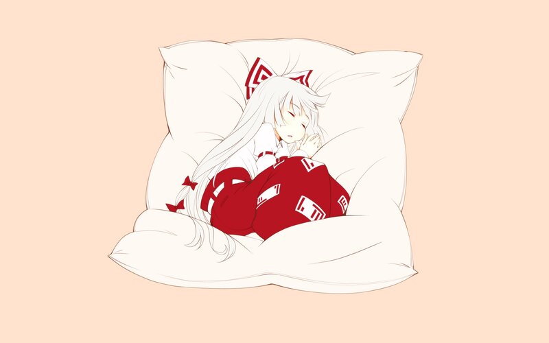 anime girl sleeping on pillow