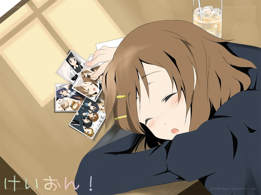 Anime girl sleeping on table