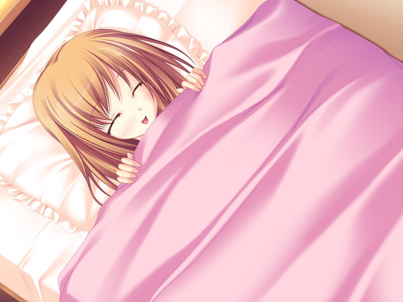 Anime Girl Sleeping — Pink, Peaceful, Morning, Bed, Pillow, Blanket