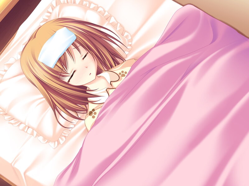 Anime Girl Sleeping — Pink, Peaceful, Morning, Bed, Pillow, Blanket, White