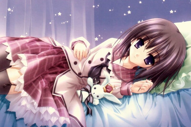 Anime Girl Sleeping — Purple, Calm