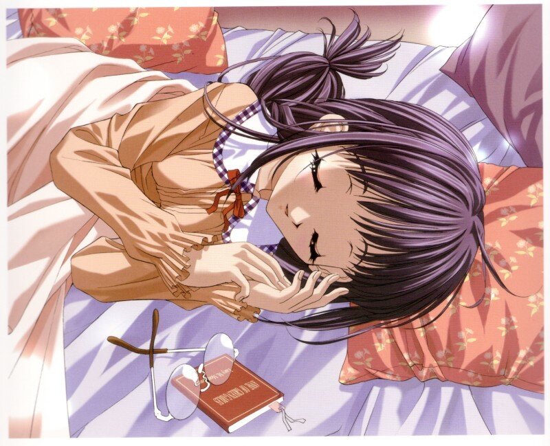 Anime Girl Sleeping — Purple, Peaceful, Morning, Manga