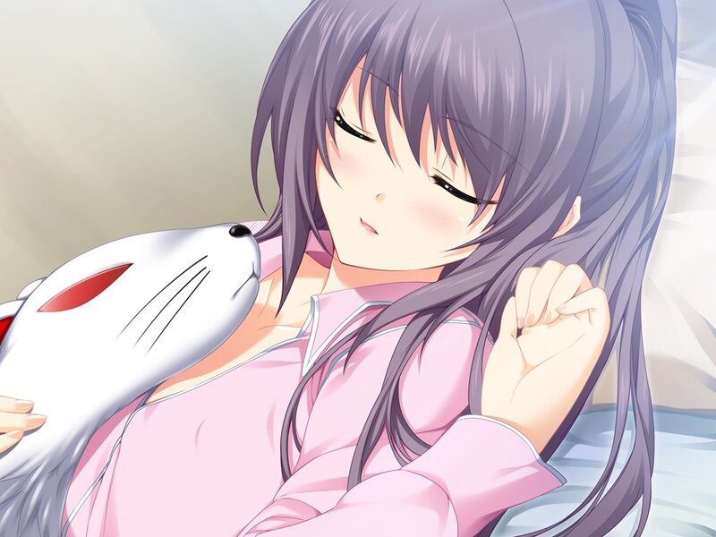 Anime Girl Sleeping — Purple, Peaceful, Stuffed Animal