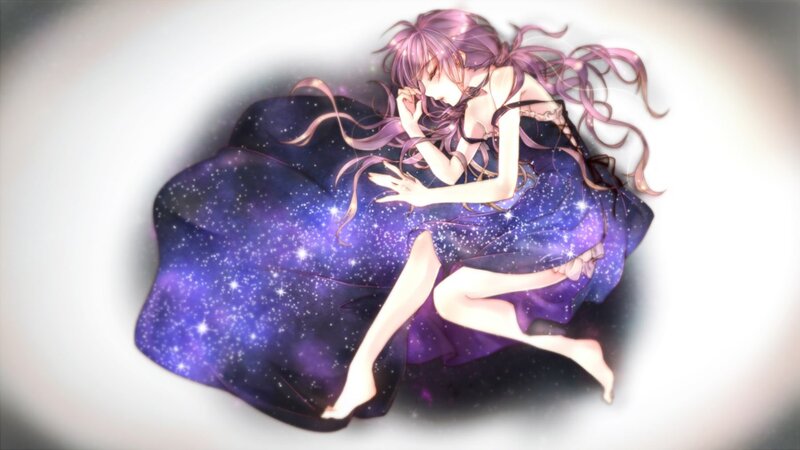 Anime Girl Sleeping — Purple, Serene, Night