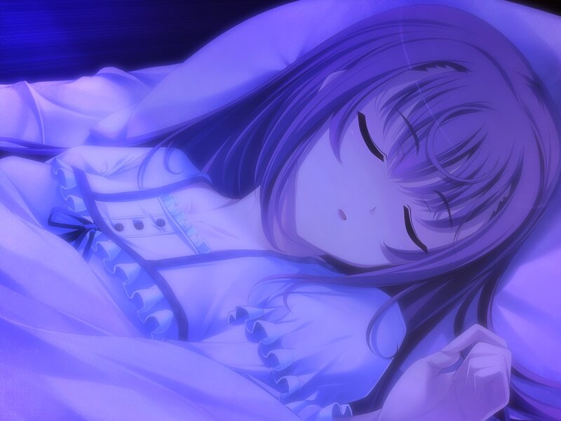 Anime Girl Sleeping — Purple, Serene