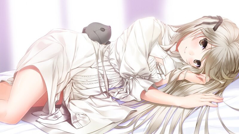 Anime Girl Sleeping — White, Peaceful, Bed, Doll