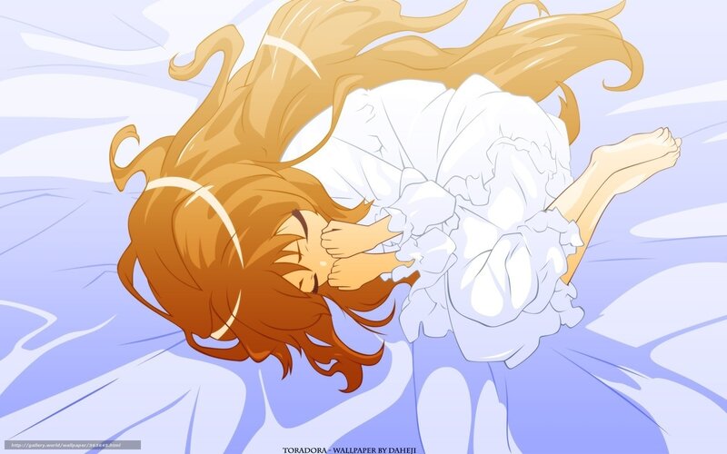 Anime Girl Sleeping — White, Peaceful, Bed, Pillow