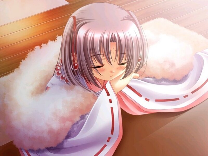 Anime Girl Sleeping — White, Peaceful, Futon