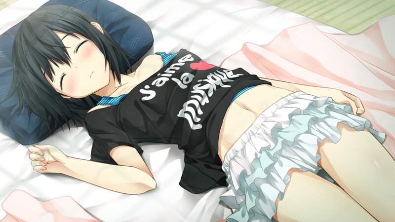 Anime Girl Sleeping — White, Peaceful, Morning, Bed, Pillow
