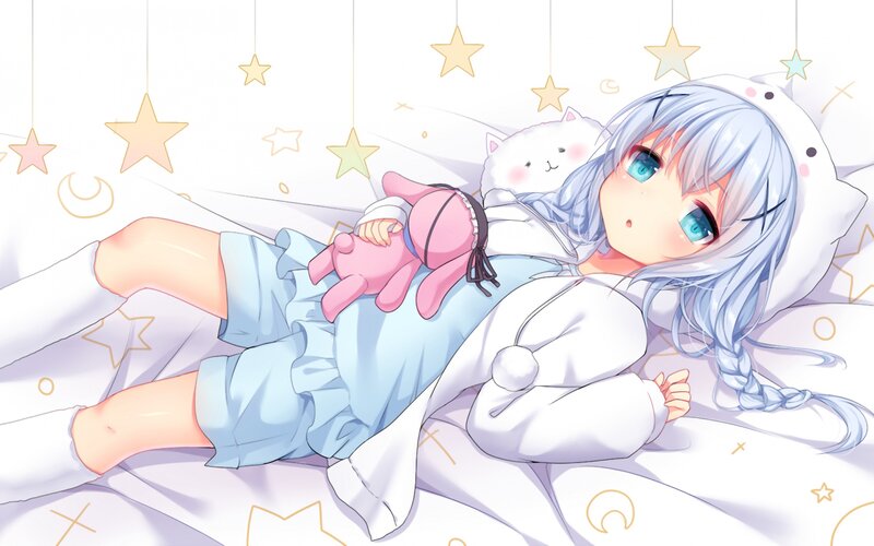 Anime Girl Sleeping — White, Peaceful, Night