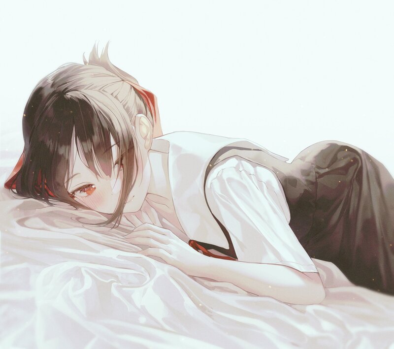 Anime Girl Sleeping — White, Serene, Digital Art, Bed