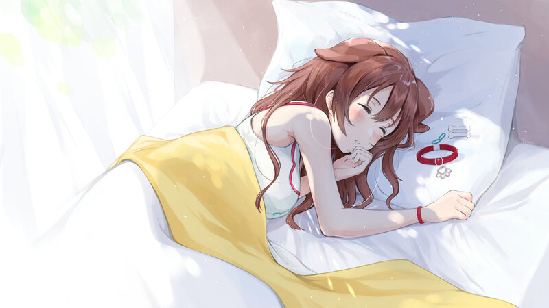 Anime Girl Sleeping — White, Serene, Morning, Digital Art, Pillow