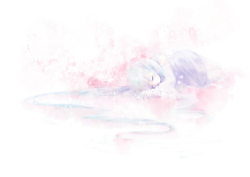 Anime Girl Sleeping — White, Serene