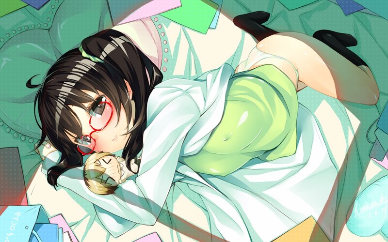 anime girl sleeping with doll