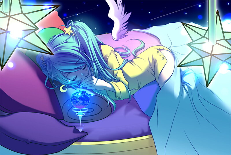 Anime girl sleeping with stars