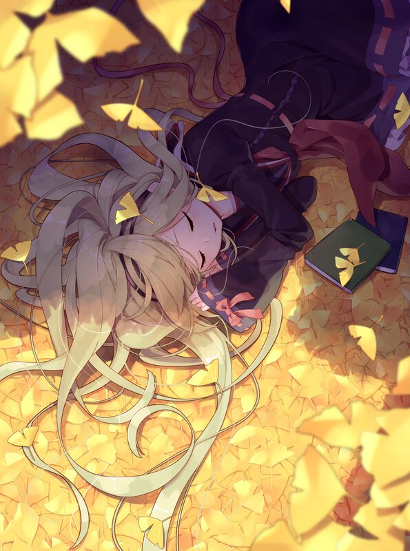 Anime Girl Sleeping — Yellow, Serene