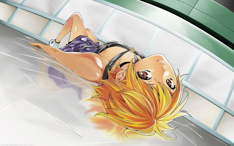 anime girl sliding on floor