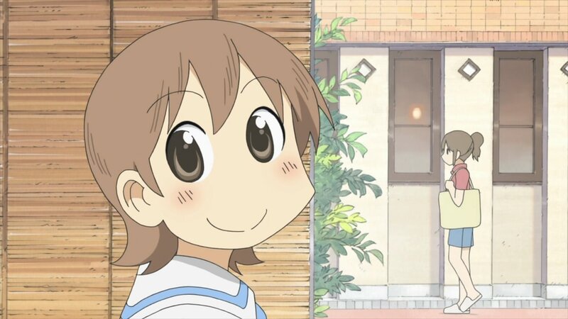 anime girl smiling at friend