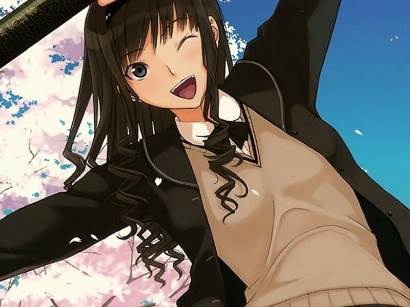 Anime Girl Smiling — Black