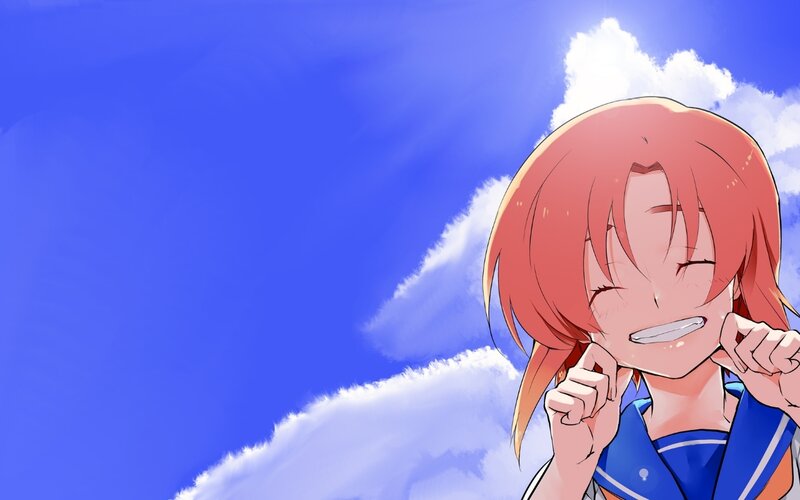 Anime Girl Smiling — Blue