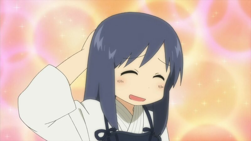 anime girl smiling happily