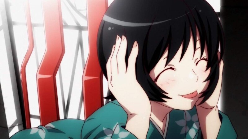anime girl smiling happily