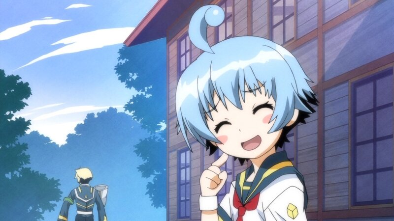 anime girl smiling happily