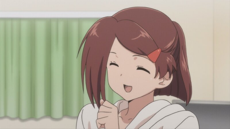 anime girl smiling happily
