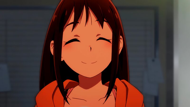 Anime Girl Smiling — Orange