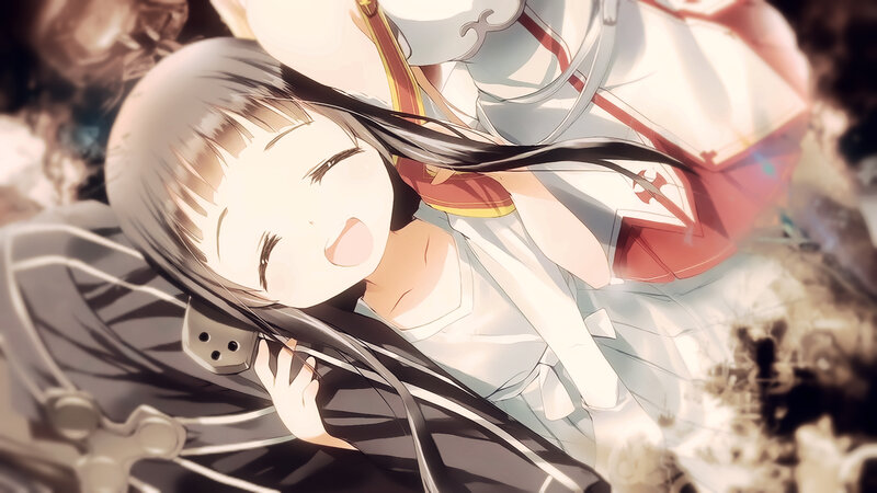 Anime Girl Smiling — White, Dramatic